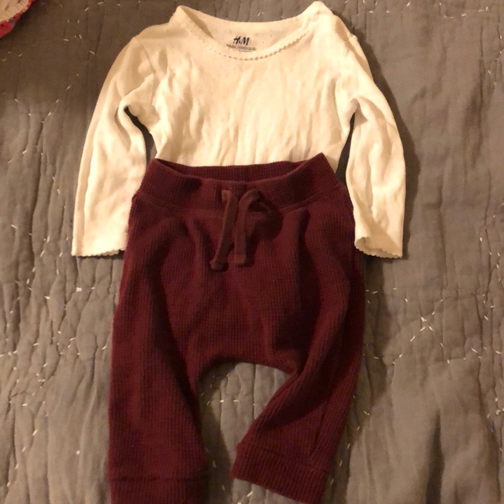 H&M onesie and old navy waffle knit pants